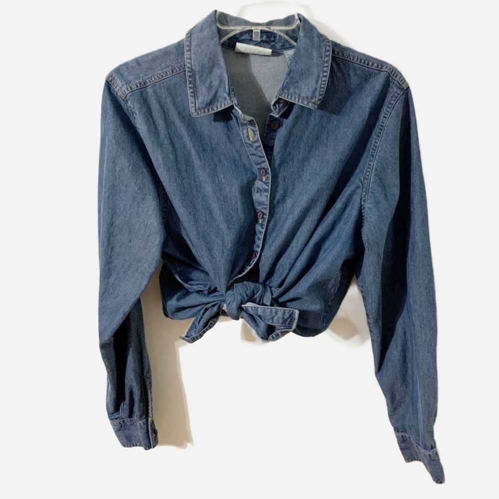 Marsh Landing by Amanda Smith Denim Jean Button Front Shirt Pointed Collar 🔵